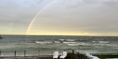 View of ocean and rainbow from our rental.